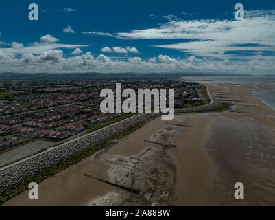 Rhyl Sea Front Seaside Aerial Drone from the Air Photos foto foto foto fotografia Foto Stock