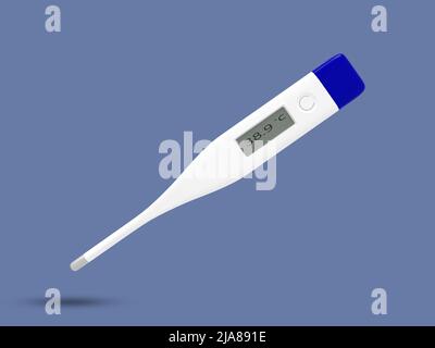 Termometro digitale elettronico moderno per uso clinico. Dispositivo di misurazione della temperatura. Diagnosi della febbre e concetto di assistenza sanitaria. Foto Stock