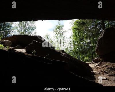 Grønligrotta è una grotta calcarea lunga 4100 metri, facilmente accessibile. Foto Stock