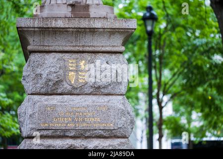 Lion de Belfort, è un attributo della regina Victoria, Dominion Square, centro, Montreal, Quebec, Canada. Foto Stock