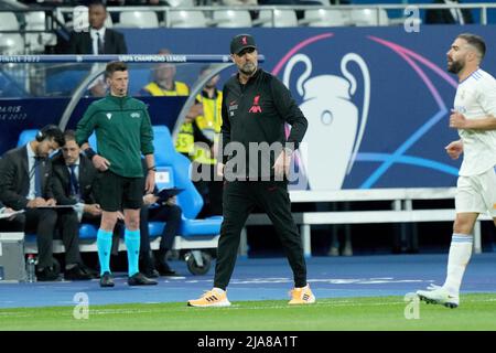 Saint Denis, Francia. 28th maggio 2022. Jurgen Klopp Capo allenatore del Liverpool FC durante la partita finale della UEFA Champions League tra il Liverpool FC e il Real Madrid CF allo Stade de France il 28 maggio 2022 a Parigi, Francia. Credit: Giuseppe Maffia/Alamy Live News Foto Stock