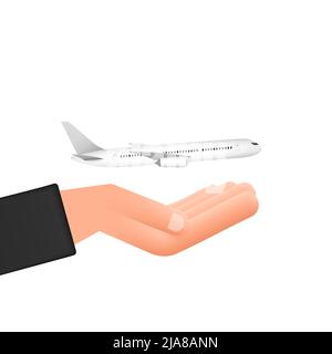 Icona della mano dell'aeroplano, disegno grande per tutti gli scopi. Aeroplano di carta disegnato a mano. Disegno di linee continue. Icona vettore Illustrazione Vettoriale