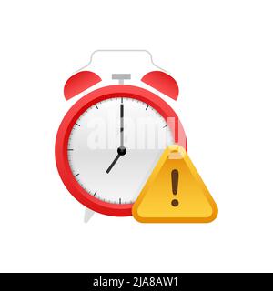 Icona vintage flat con allarme rosso su sfondo rosso a mezzitoni. Icona della campana di notifica Illustrazione Vettoriale