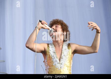 Greta Van Fleet - Josh Kiszka si esibisce durante la Napa Valley 2022 di BottleRock al Napa Valley Expo il 27 maggio 2022 a Napa, California. Foto: Casey Flanigan/imageSPACE/Sipa USA Foto Stock