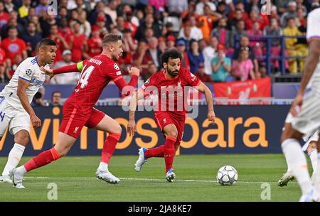 Saint Denis, Francia. 28th maggio 2022. MO Mohamed Salah Hamed Mahrous Ghaly di Liverpool raffigurato durante una partita di calcio tra il Liverpool Football Club e il Real Madrid CF nella finale della UEFA Champions League 2021 - 2022 allo stade de France di Parigi, sabato 28 maggio 2022 a Parigi, Francia . PHOTO SPORTPIX | DAVID CATRY DAVID CATRY Credit: SPP Sport Press Photo. /Alamy Live News Foto Stock