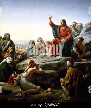 Il Sermone sul Monte di Carl Bloch raffigurante Gesù che insegna i principi centrali del cristianesimo, tra cui la preghiera del signore e le beatitudini Foto Stock