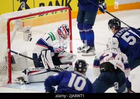 Tampere, Finlandia. 28th maggio 2022. (Finlandia) (Stati Uniti) durante il Campionato Mondiale di hockey su ghiaccio IIHF - semifinale - Finlandia vs USA, Hockey su ghiaccio a Tampere, Finlandia, maggio 28 2022 credito: Independent Photo Agency/Alamy Live News Foto Stock