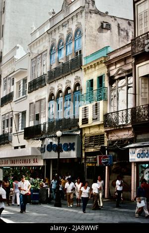 Vecchi edifici nel centro di Rio de Janeiro, Brasile 1980 Foto Stock