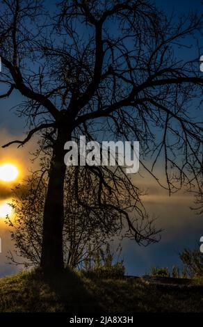 Alba sul lago Blaisdell nel Wisconsin settentrionale. Foto Stock