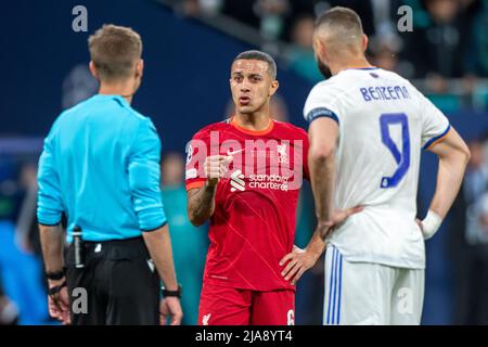 Saint Denis, Francia. 29th maggio 2022. Thiago Alcantara di Liverpool durante la finale della UEFA Champions League tra il Liverpool FC e il Real Madrid CF allo Stade de France a Saint-Denis, Francia il 28 maggio 2022 (Foto di Andrew SURMA/ Credit: Sipa USA/Alamy Live News Foto Stock