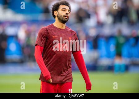 Saint Denis, Francia. 29th maggio 2022. Mohamed Salah di Liverpool durante la finale della UEFA Champions League tra il Liverpool FC e il Real Madrid CF allo Stade de France a Saint-Denis, Francia il 28 maggio 2022 (Foto di Andrew SURMA/ Credit: Sipa USA/Alamy Live News Foto Stock