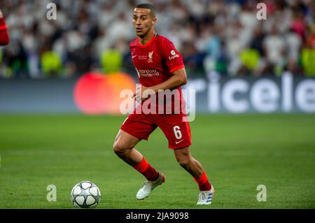 Saint Denis, Francia. 29th maggio 2022. Thiago Alcantara di Liverpool durante la finale della UEFA Champions League tra il Liverpool FC e il Real Madrid CF allo Stade de France a Saint-Denis, Francia il 28 maggio 2022 (Foto di Andrew SURMA/ Credit: Sipa USA/Alamy Live News Foto Stock