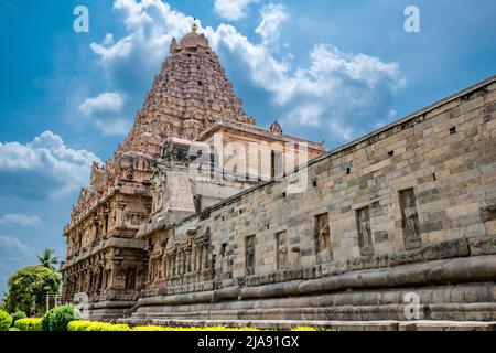 Tempio Indiano. Grande architettura indù nel tempio di Gangaikonda Chola Puram, India del Sud. Foto Stock