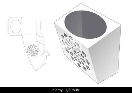 Modello fustellato per scatola di imballaggio e 3D mockup Illustrazione Vettoriale