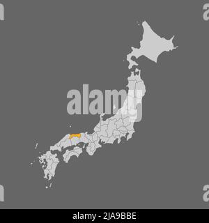 Prefettura di Tottori evidenziata sulla mappa del Giappone Illustrazione Vettoriale