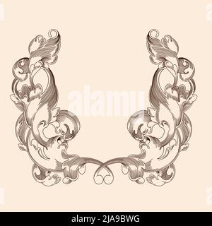 Ornamento antico d'epoca in stile classico per stampe isolate su sfondo beige. Illustrazione Vettoriale