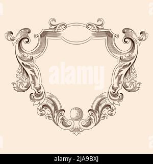 Ornamento antico d'epoca in stile classico per stampe isolate su sfondo beige. Illustrazione Vettoriale