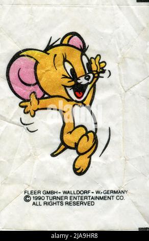 Inserto gomma da masticare Germania. TOM E JERRY. 1980s. Foto Stock