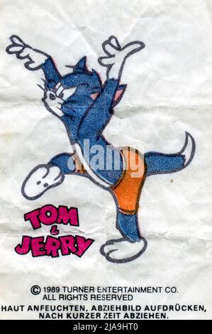 Inserto gomma da masticare Germania. TOM E JERRY. 1980s. Foto Stock