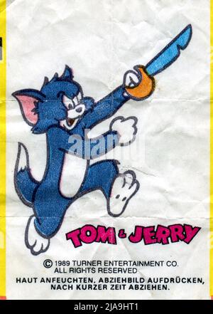 Inserto gomma da masticare Germania. TOM E JERRY. 1980s. Foto Stock