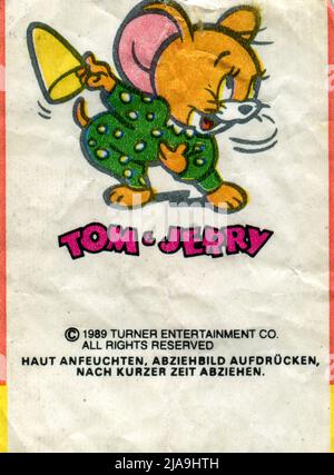 Inserto gomma da masticare Germania. TOM E JERRY. 1980s. Foto Stock