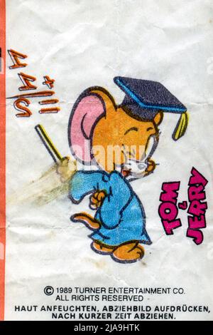 Inserto gomma da masticare Germania. TOM E JERRY. 1980s. Foto Stock