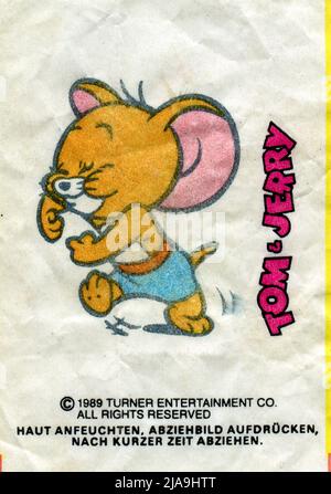 Inserto gomma da masticare Germania. TOM E JERRY. 1980s. Foto Stock