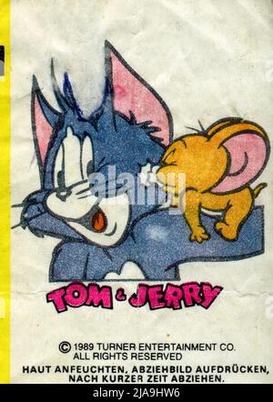 Inserto gomma da masticare Germania. TOM E JERRY. 1980s. Foto Stock