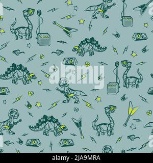 Origami Dino Rock and Roll Rawwr Illustrazione Vettoriale