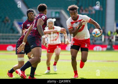 Londra, Regno Unito. 29th maggio 2022. Kameli Raravou Latianara Soejima (JPN) con la palla durante gli Stati Uniti contro JPN 9th posto QF il giorno due della HSBC London Sevens. L'HSBC London Sevens World Series a torna a Twickenham per il suo torneo del 20th e il primo dal 2019. Credit: Elsie Kibue/Alamy Live News Foto Stock