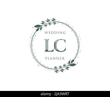 LC sigle lettera Wedding monogramma collezione loghi, disegnati a mano moderni minimalistici e modelli floreali per biglietti d'invito, Salva la data, elegante Illustrazione Vettoriale