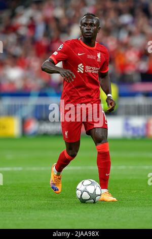 Parigi, Francia. 28th, maggio 2022. Sadio Mane (10) di Liverpool visto durante la finale della UEFA Champions League tra Liverpool e Real Madrid allo Stade de France di Parigi. (Photo credit: Gonzales Photo - Tommaso Fimiano). Foto Stock