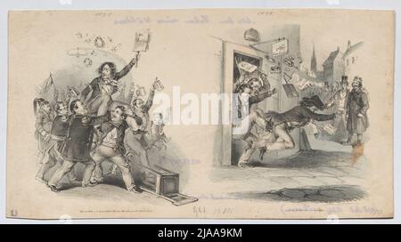 "Dalla vita di una vite." (Caricatura: Un giornalista radicale è stato celebrato nel 1848, buttato fuori dalla locanda nel 1849). Karl (Carl) Lanzedelli (Lancedelli) (Lanzedelly) (1815-1865), litografia Foto Stock