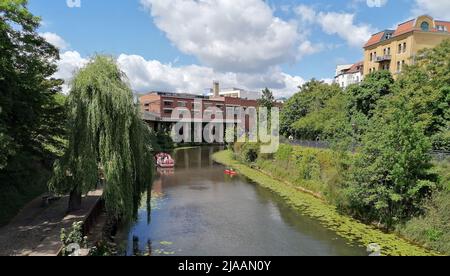 Leipziger Innenstadt und Westvorstadt, Palmengartenwehr und Clara-Zetkin-Park. Foto Stock