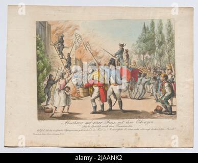 Avventura in un viaggio con l'auto espresso / pittura affresco dopo il francese (Galleria fotografica teatrale per il giornale teatrale, nato nel 2, n. 44). Johann Wenzel Zinke (1782-1851), incisore di rame, dopo: Johann Christian Schoeller (1782-1851), artista Foto Stock