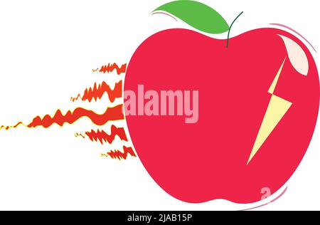 Mela rossa. Velocità e Shake Apple. Logo Health Vector Illustrazione Vettoriale