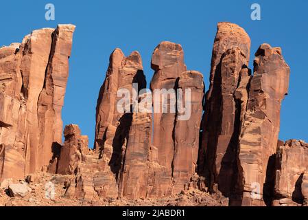 Pinnacoli di arenaria, Labyrinth Canyon, Utah. Foto Stock