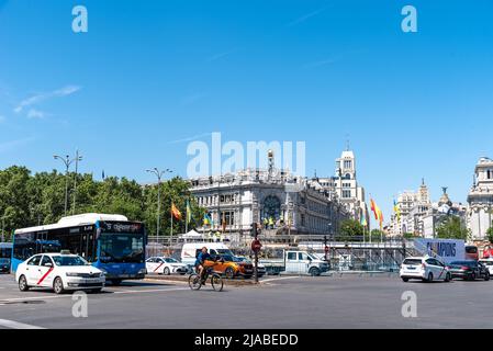 Madrid, Spagna - 29 maggio 2022: Preparativi in Plaza de Cibeles per la celebrazione della vittoria 14th del Real Madrid nella Champions Lea Foto Stock
