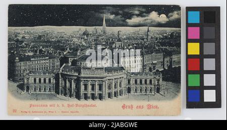 Panorama con k. Hof-Burgtheater. Saluti da Vienna .. Carl (Karl) Ledermann jun., produttore Foto Stock