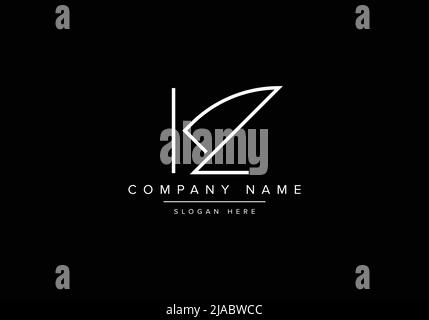 Logo icona Creative minimal line art, logo KZ monogramma Illustrazione Vettoriale