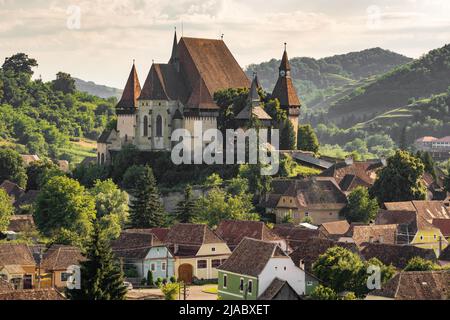 Chiesa sassone fortificata di Biertan nel villaggio di Biertan, Transilvania, Romania Foto Stock