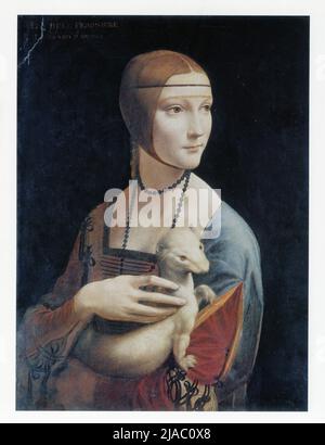 LEONARDO DA VINCI. RITRATTO DI CECILIA GALLERANI. 1490. OLIO SU LEGNO. 54,8 X 40,3 CM Foto Stock