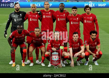 28th maggio 2022; stadio Stade de France, Saint-Denis, Parigi, Francia. Finale di calcio della Champions League tra il Liverpool FC e il Real Madrid; Liverpool inizia la foto della squadra 11 Foto Stock