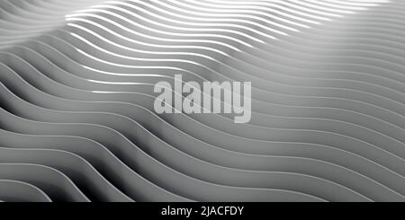 Astratto bianco diagonale sfondo striscia, texture. Linea geometrica ondulata, ombra e luminosità, nuovo minimo art. Spazio di copia, vuoto. 3d rendering Foto Stock