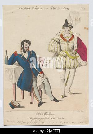 Il sig. Fichtner come drogpelganger e Don Carlos (immagine del costume n° 7 per il giornale del teatro). Andreas Geiger (1765-1856), incisore di rame, dopo: Johann Christian Schoeller (1782-1851), artista Foto Stock