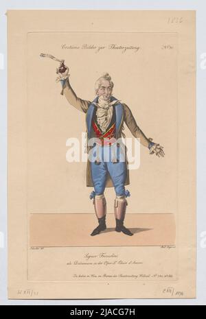 Signor Frezzolini come Dulcamara nell'opera 'l'Elisir d'Amore' (immagine in costume n° 31 per il giornale teatrale). Andreas Geiger (1765-1856), incisore di rame, dopo: Johann Christian Schoeller (1782-1851), artista Foto Stock