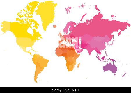 Mappa politica colorata del mondo. Illustrazione Vettoriale