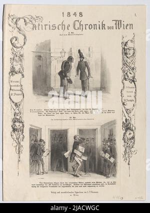 'May 8th / sulla Minoritenplatz. - Maggio 13th / nello studio del Ministro dell'interno" (n. 1 della serie '1848 / Cronaca satirica di Vienna', Ministro Franz Freiherr von Pillersdorf). Anton Zampis (1820-1883), litografo, Franck, Auteur, Johann Höfelich (1796-1849), Stampante, Leopold Theodor Neumann (1804-1876), editore Foto Stock