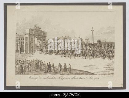 Registrato delle truppe alleate a Parigi 31 marzo 1814, copperplate, 1814. Franz Barth (1789-1853), editore Foto Stock