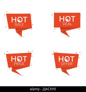 Set di etichette rosse per vendita a caldo Illustrazione Vettoriale